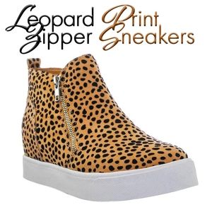 Leopard Print Zipper Sneakers
